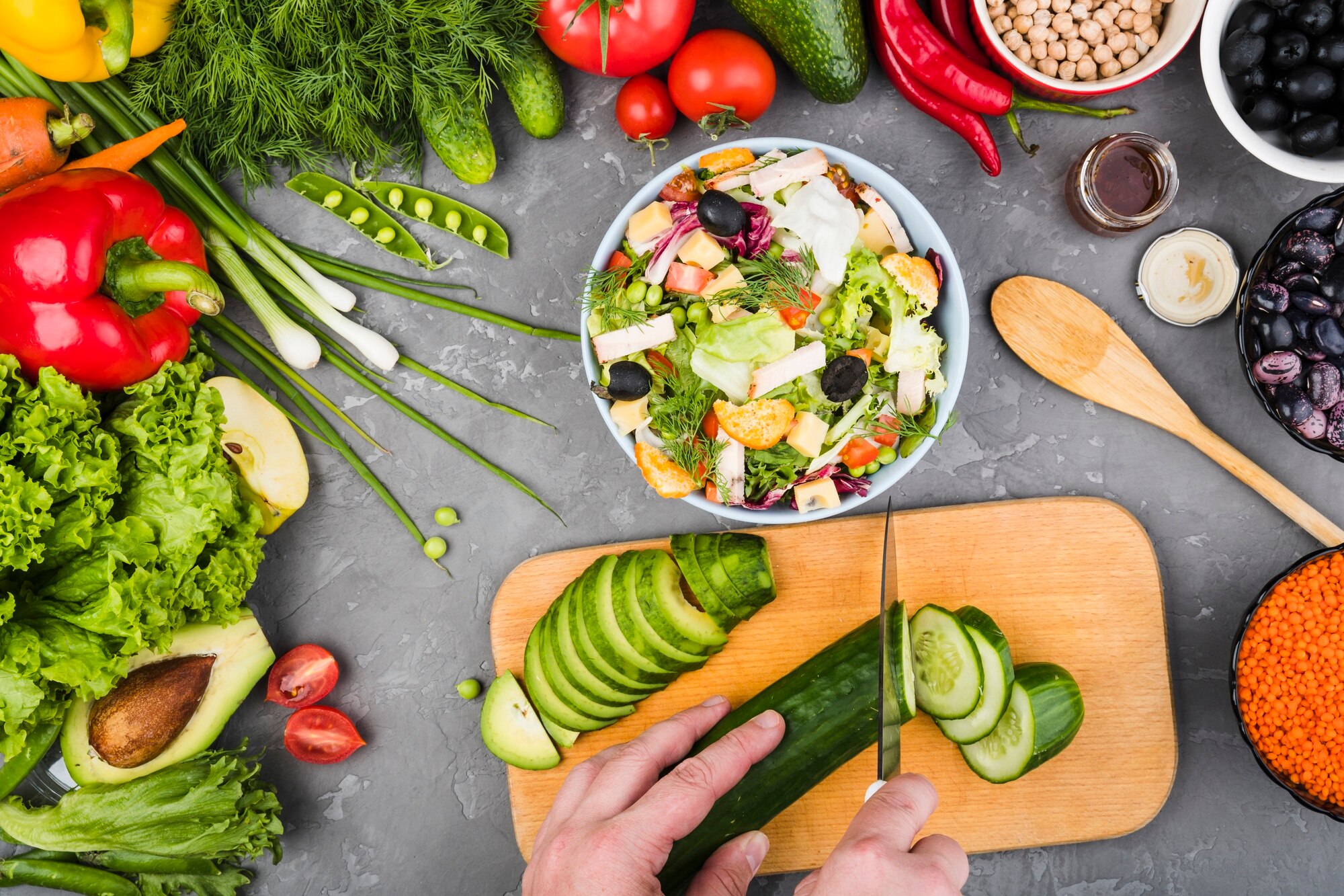 Organised practical cooking preparation table